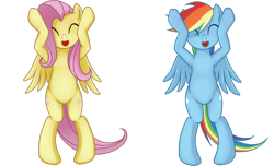 Size: 658x400 | Tagged: safe, artist:rainbow, derpibooru import, fluttershy, rainbow dash, pegasus, pony, animated, animated png, bipedal, caramelldansen, cute, dancing, dashabetes, duo, eyes closed, female, loop, mare, open mouth, open smile, shyabetes, simple background, smiling, transparent background