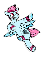 Size: 1471x1875 | Tagged: safe, artist:sexygoatgod, derpibooru import, oc, oc only, pegasus, pony, adoptable, flying, pride, scar, simple background, solo, sweatband, transparent background