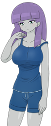 Size: 904x2224 | Tagged: safe, alternate version, artist:batipin, derpibooru import, maud pie, equestria girls, big breasts, breasts, clothes, female, looking at you, maud pies, shorts, simple background, solo, tanktop, transparent background