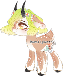 Size: 338x409 | Tagged: safe, artist:kawaiighetto, derpibooru import, oc, oc only, deer, deer pony, original species, pony, ears, eyelashes, female, floppy ears, horns, mare, simple background, smiling, solo, transparent background