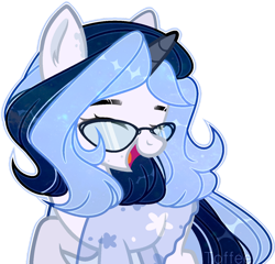 Size: 1024x985 | Tagged: safe, artist:toffeelavender, derpibooru import, oc, oc only, pony, unicorn, base used, clothes, glasses, horn, looking back, open mouth, raised hoof, raised leg, simple background, smiling, solo, transparent background, unicorn oc