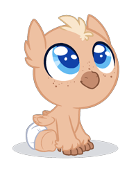 Size: 824x1052 | Tagged: safe, artist:purplegrim40, derpibooru import, oc, oc only, hippogriff, hybrid, baby, diaper, interspecies offspring, magical lesbian spawn, offspring, parent:pinkie pie, parent:princess skystar, parents:skypie, simple background, sitting, solo, transparent background, underhoof