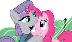Size: 1400x826 | Tagged: safe, artist:seahawk270, derpibooru import, maud pie, pinkie pie, earth pony, pony, maud pie (episode), season 4, cute, diapinkes, duo, duo female, female, hug, mare, pie sisters, sibling love, siblings, simple background, sisterly love, sisters, transparent background, vector
