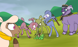 Size: 1800x1097 | Tagged: safe, artist:redahfuhrerking, derpibooru import, oc, oc only, sheep, snake, them's fightin' herds, community related, stick, toy