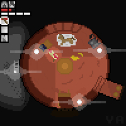Size: 400x400 | Tagged: safe, artist:valuable ashes, derpibooru import, doctor whooves, roseluck, earth pony, pony, darkwood, duo, generator, high angle, hud, lamp, library, mattress, night, oven, pixel art, sleeping, video game crossover