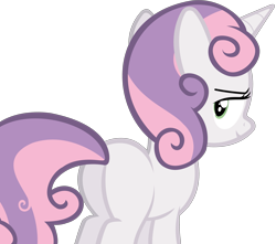 Size: 3055x2704 | Tagged: safe, artist:anonymous, derpibooru import, sweetie belle, blank flank, butt, female, filly, foal, plot, simple background, sweetie butt, transparent background