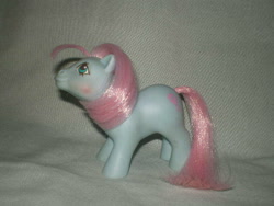 Size: 640x480 | Tagged: safe, derpibooru import, photographer:breyer600, photographer:lancer, baby cuddles, earth pony, pony, g1, baby, baby pony, blushing, cuddlebetes, cute, female, filly, foal, irl, photo, solo, toy