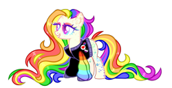 Size: 11319x5800 | Tagged: safe, artist:aurorakaufmann, derpibooru exclusive, derpibooru import, oc, oc only, oc:rebel pride, earth pony, pony, asexual pride flag, bisexual pride flag, clothes, coat markings, eyeshadow, female, grin, jacket, makeup, mare, multicolored hair, pride, pride flag, pride month, rainbow hair, simple background, smiling, solo, transparent background