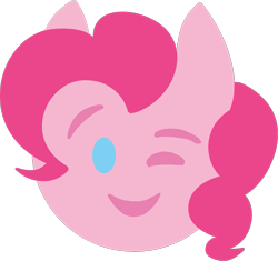 Size: 1107x1041 | Tagged: safe, artist:legendoflink, derpibooru import, pinkie pie, emoji, exploitable, looking at you, one eye closed, pinkmoji, simple background, transparent background, wink