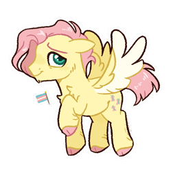 Size: 672x676 | Tagged: safe, artist:joburii, derpibooru import, butterscotch, fluttershy, pony, colored wings, male, pride, pride flag, rule 63, simple background, solo, trans male, transgender, transgender pride flag, transparent background, two toned wings, wings