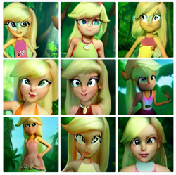 Size: 759x755 | Tagged: safe, derpibooru import, machine learning generated, applejack, equestria girls, 3d, 3d model, artificial intelligence, bare shoulders, clothes, cursed image, dall·e mini, dress, halter top, hat, hatless, missing accessory, sleeveless, wat