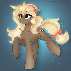 Size: 3000x3000 | Tagged: safe, artist:xjenn9, derpibooru import, oc, oc only, earth pony, pony, bow, commission, earth pony oc, eye clipping through hair, eyebrows, eyebrows visible through hair, eyelashes, female, full body, high res, hooves, jewelry, mare, necklace, raised hoof, raised leg, solo, tail, tail bow