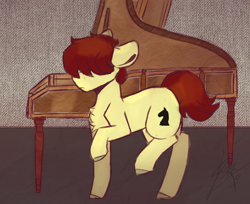 Size: 878x716 | Tagged: safe, derpibooru import, oc, earth pony, pony, earth pony oc, musical instrument, piano, raised hoof, raised leg, solo