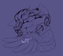 Size: 2173x1921 | Tagged: safe, artist:jsunlight, derpibooru import, rarity, twilight sparkle, twilight sparkle (alicorn), alicorn, pony, unicorn, fanfic art, female, kissing, lesbian, rarilight, shipping