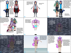 Size: 2409x1812 | Tagged: safe, artist:tvngames, derpibooru import, king sombra, princess cadance, princess flurry heart, queen chrysalis, shining armor, human, barefoot, boots, cape, clothes, comic, crown, dress, feet, gloves, horn, horned humanization, humanized, implied pound cake, implied pumpkin cake, implied zecora, jacket, jewelry, kisekae, older, older flurry heart, pants, regalia, shirt, shoes, skirt, socks, tail, tailed humanization, tiara, winged humanization, wings