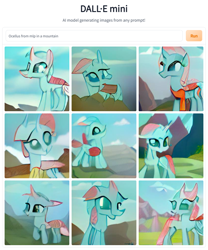 Size: 768x924 | Tagged: safe, derpibooru import, machine learning generated, ocellus, changedling, changeling, dall·e mini, mountain