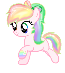 Size: 387x431 | Tagged: safe, artist:firepony-bases, artist:littlesnowyowl, derpibooru import, oc, oc only, earth pony, pony, base used, bow, female, filly, foal, hair bow, multicolored hair, ponytail, rainbow eyes, rainbow hair, simple background, smiling, solo, transparent background