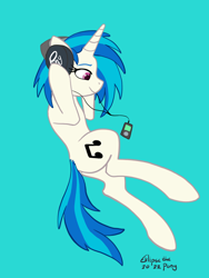 Size: 900x1200 | Tagged: safe, artist:eklipsethepony, derpibooru import, dj pon-3, vinyl scratch, pony, unicorn, cute, female, headphones, mare, mp3 player, music, simple background, solo, teal background