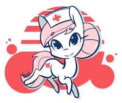 Size: 1280x1086 | Tagged: safe, artist:lilliesinthegarden, derpibooru import, nurse redheart, earth pony, pony, abstract background, blushing, cute, eyelashes, female, hair bun, hat, heartabetes, looking at you, nurse hat, simple background, solo, tail, white background