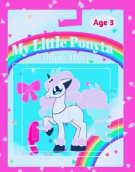 Size: 945x1200 | Tagged: safe, artist:stacy_165cut, derpibooru import, pony, unicorn, female, galarian ponyta, horn, mare, pokémon, ponyta, rainbow, raised hoof, raised leg, solo