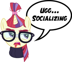 Size: 1024x883 | Tagged: safe, artist:epsilontlosdark4, derpibooru import, moondancer, pony, unicorn, bust, dialogue, glasses, simple background, solo, tongue, tongue out, transparent background, vector