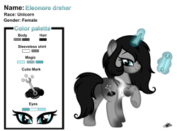 Size: 2133x1584 | Tagged: safe, artist:princessmoonsilver, derpibooru import, oc, oc:eleonore dreher, pony, unicorn, base used, butt, clothes, plot, reference sheet, shirt, simple background, sleeveless, sleeveless shirt, solo, transparent background, wrench