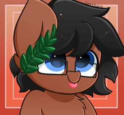 Size: 2800x2600 | Tagged: safe, artist:kittyrosie, derpibooru import, oc, oc only, pony, blushing, chest fluff, commission, ear fluff, ears, glasses, tongue, tongue out