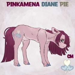 Size: 1440x1440 | Tagged: safe, artist:jadejellie, derpibooru import, pinkie pie, earth pony, pony, pinkamena diane pie, redesign, solo, unshorn fetlocks