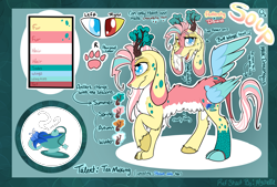 Size: 2473x1668 | Tagged: safe, artist:mychelle, derpibooru import, oc, oc:soup, draconequus, hybrid, interspecies offspring, offspring, parent:discord, parent:fluttershy, parents:discoshy, reference sheet, solo