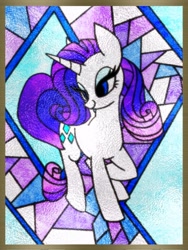 Size: 904x1200 | Tagged: safe, artist:stacy_165cut, derpibooru import, rarity, pony, unicorn, female, horn, mare, solo, stained glass