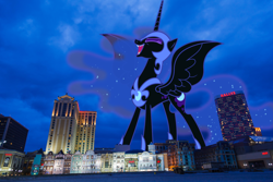 Size: 3800x2533 | Tagged: safe, artist:chrzanek97, artist:thegiantponyfan, derpibooru import, nightmare moon, alicorn, pony, atlantic city, eyes closed, female, giant alicorn, giant nightmare moon, giant pony, giantess, high res, highrise ponies, irl, macro, mare, mega giant, mega nightmare moon, new jersey, night, open mouth, photo, ponies in real life