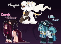 Size: 1800x1300 | Tagged: safe, artist:purplegrim40, derpibooru import, oc, oc only, earth pony, pony, unicorn, base used, clothes, earth pony oc, hat, hoof polish, horn, horn ring, ring, unicorn oc, witch hat