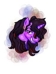 Size: 2032x2662 | Tagged: safe, artist:xcosmicghostx, derpibooru import, oc, oc only, pony, unicorn, bust, ear piercing, earring, horn, jewelry, male, piercing, simple background, smiling, smirk, solo, stallion, transparent background, unicorn oc