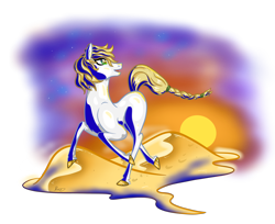 Size: 2732x2224 | Tagged: safe, artist:xcosmicghostx, derpibooru import, oc, oc only, pony, saddle arabian, desert, looking back, running, simple background, sunset, transparent background