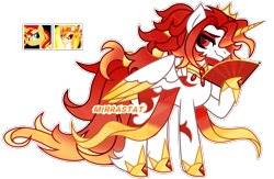 Size: 4045x2640 | Tagged: safe, artist:mirrastat, derpibooru import, oc, alicorn, pony, unicorn, alicorn oc, base used, fan, female, hoof hold, hoof shoes, horn, magical lesbian spawn, male, mare, offspring, parent:daybreaker, parent:sunset shimmer, simple background, stallion, transparent background, wings