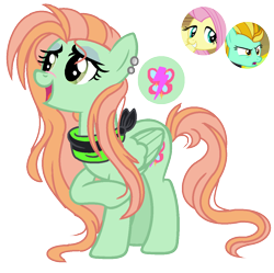 Size: 1160x1156 | Tagged: safe, artist:princess-kitsune-tsu, derpibooru import, fluttershy, lightning dust, oc, pegasus, pony, female, magical lesbian spawn, mare, offspring, parent:fluttershy, parent:lightning dust, parents:flutterdust (pairing), screencap reference, simple background, transparent background