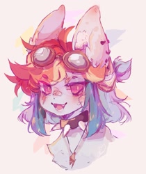 Size: 1177x1398 | Tagged: safe, artist:sugarcloud59, derpibooru import, rainbow dash, pegasus, pony, alternate design, aviator goggles, bandage, bandaid, bandaid on nose, collar, ear piercing, earring, female, goggles, jewelry, necklace, piercing, solo, spiked collar