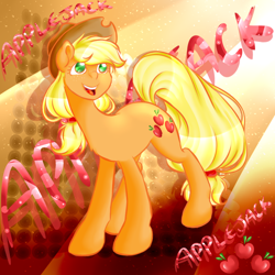 Size: 1000x1000 | Tagged: safe, artist:henyoki, derpibooru import, applejack, earth pony, pony, female, solo