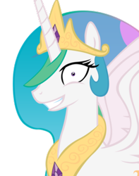 Size: 252x320 | Tagged: artist needed, source needed, safe, derpibooru import, princess celestia, alicorn, pony, creepy, female, mare, princess molestia, shrunken pupils, simple background, smiling, solo, spread wings, transparent background, wings, yandelestia