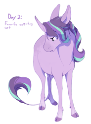 Size: 441x600 | Tagged: safe, artist:bananasmores, derpibooru import, starlight glimmer, pony, unicorn, cloven hooves, crying, female, hoers, leonine tail, looking down, looking to side, looking to the left, mare, simple background, solo, white background