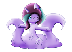 Size: 1043x766 | Tagged: safe, derpibooru import, oc, oc only, oc:mistress melody, goo, goo pony, original species, looking at you, one eye closed, simple background, smiling, smiling at you, solo, tentacles, transparent background, wink, winking at you