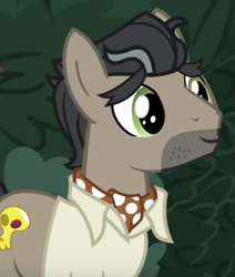 Size: 419x494 | Tagged: safe, derpibooru import, screencap, doctor caballeron, earth pony, pony, daring doubt, bush, close-up, clothes, cropped, cute, cutealleron, daaaaaaaaaaaw, male, solo, stallion