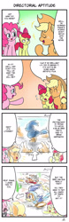 Size: 713x2280 | Tagged: safe, artist:wakyaot34, derpibooru import, apple bloom, applejack, pinkie pie, scootaloo, earth pony, pegasus, pony, 4 panel comic, 4koma, comic, fake moustache, female, filly, foal, japanese, mare, race, road runner, speech bubble, translation