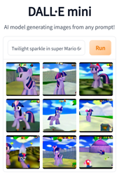 Size: 984x1449 | Tagged: safe, derpibooru import, machine learning generated, twilight sparkle, pony, artificial intelligence, dall·e mini, female, mare, super mario 64, super mario bros.