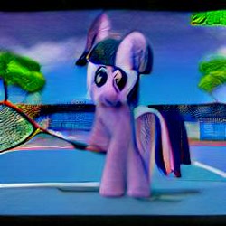 Size: 256x256 | Tagged: safe, derpibooru import, machine learning generated, twilight sparkle, pony, artificial intelligence, dall·e mini, female, mare, tennis racket