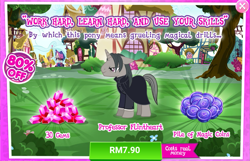 Size: 1037x666 | Tagged: safe, derpibooru import, professor flintheart, pony, unicorn, advertisement, costs real money, gameloft, gem, magic coins, male, official, sale