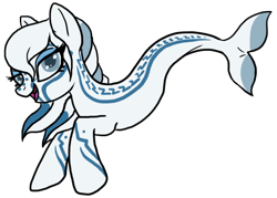 Size: 750x536 | Tagged: safe, artist:ahernstables, derpibooru import, oc, oc only, merpony, pony, seapony (g4), cute, female, fish tail, flowing mane, gray eyes, lidded eyes, looking at you, mare, open mouth, open smile, ponified, seaponified, simple background, smiling, smiling at you, solo, species swap, swimming, tail, transparent background