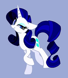 Size: 668x765 | Tagged: safe, artist:stacy_165cut, derpibooru import, rarity, pony, unicorn, blue background, female, horn, looking at you, mare, raised hoof, raised leg, simple background, solo