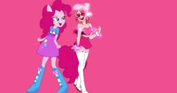 Size: 445x233 | Tagged: safe, artist:princesslady94two, derpibooru import, edit, pinkie pie, miss heed, wallpaper, wallpaper edit