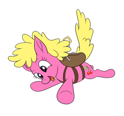 Size: 2456x2293 | Tagged: safe, artist:wapamario63, cherry berry, earth pony, pony, backsack, cute, falling, female, flat colors, mare, open mouth, simple background, skydiving, solo, tongue, tongue out, transparent background